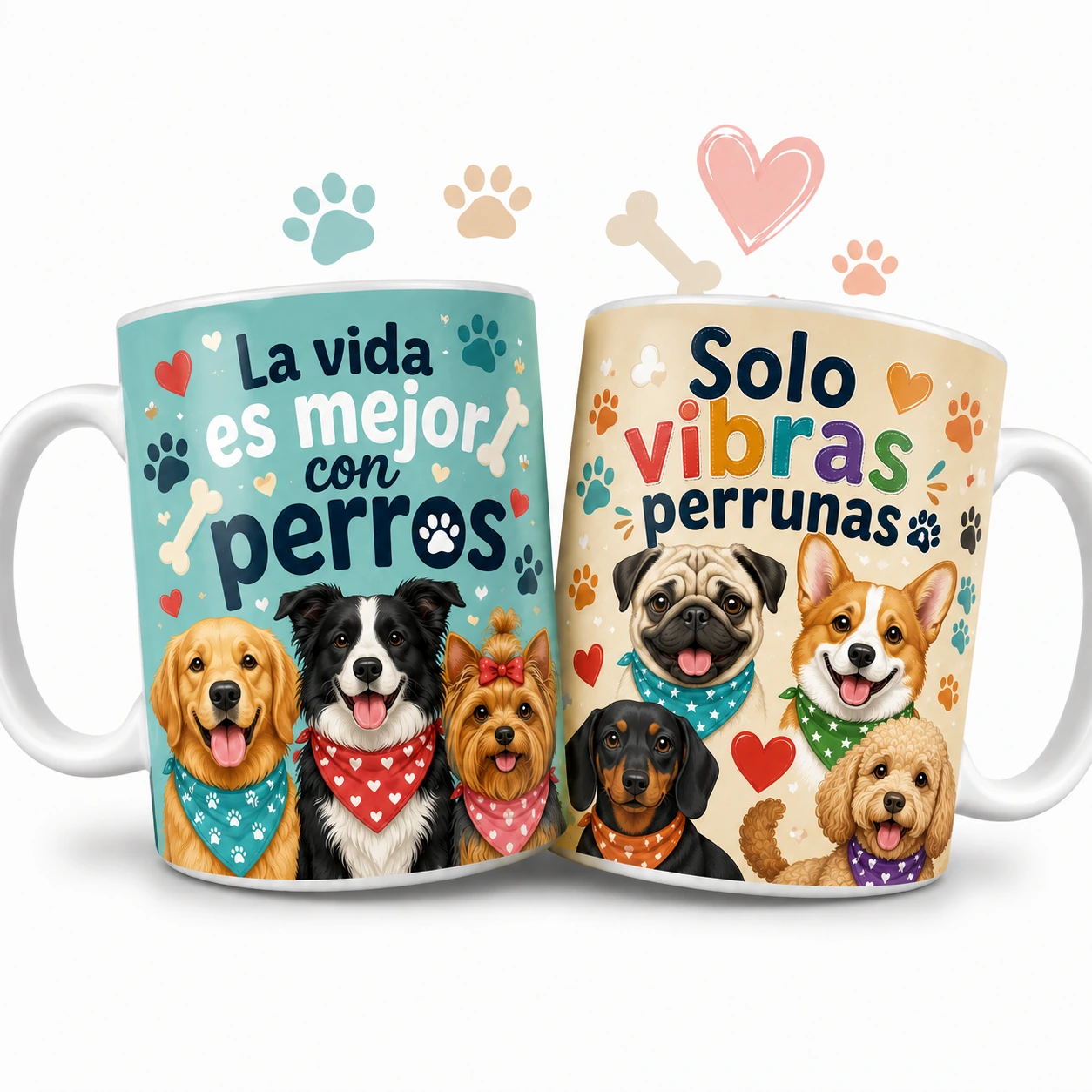Mug Perros La Vida Es Mejor Y Vibras Perrunas · Mascotas