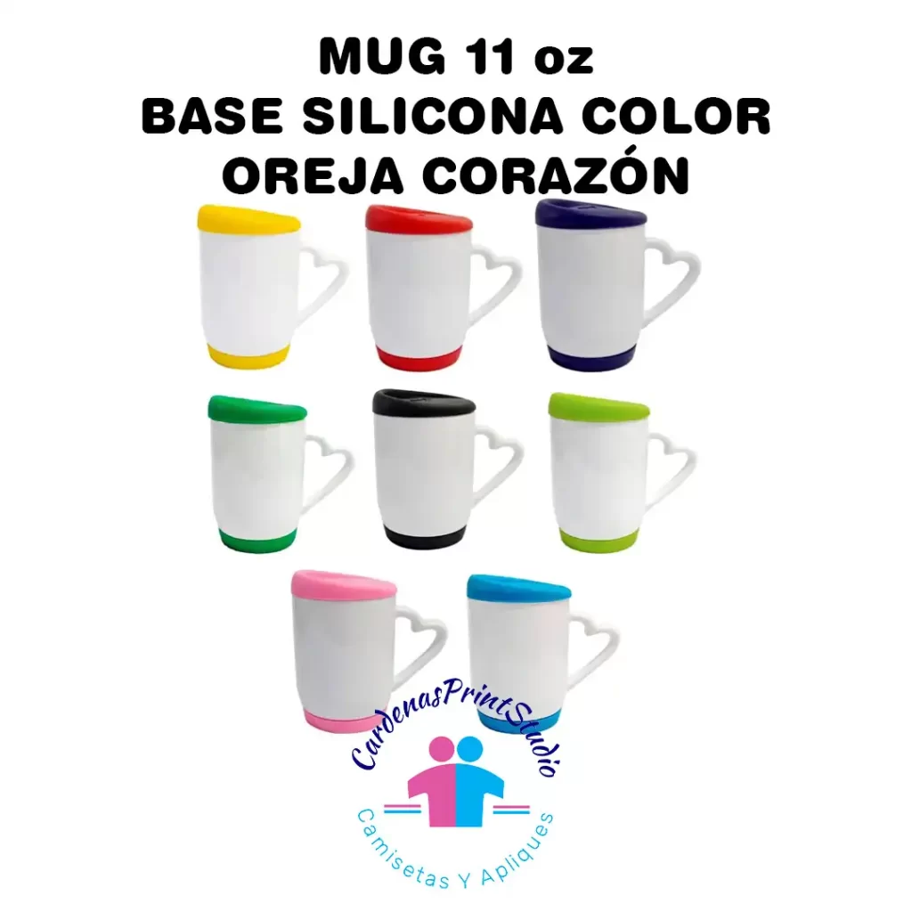 Mugs Blancos 11 onzas Base y tapa silicona color