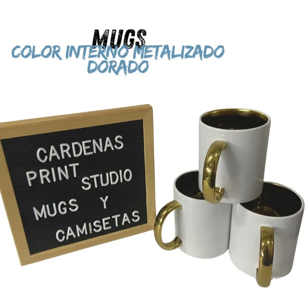 Mug Color Interno Metalizado Dorado